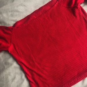 Off the shoulder red top